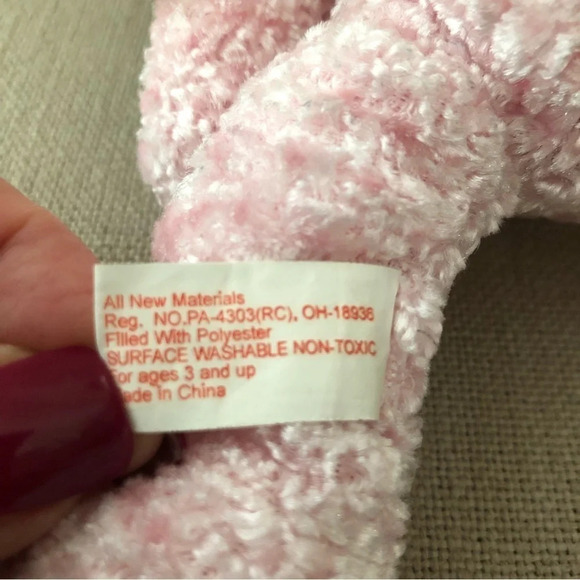 PBC International vintage pink angel teddy bear wings bow chenille 8 inch 90s - Picture 6 of 6